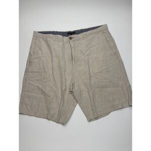 Banana Republic Mens 38 Linen Cotton Striped Shorts Beige White Summer Chino